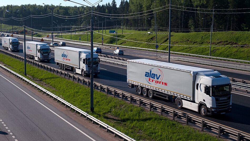 ALEV-TRANS trucks on the highway